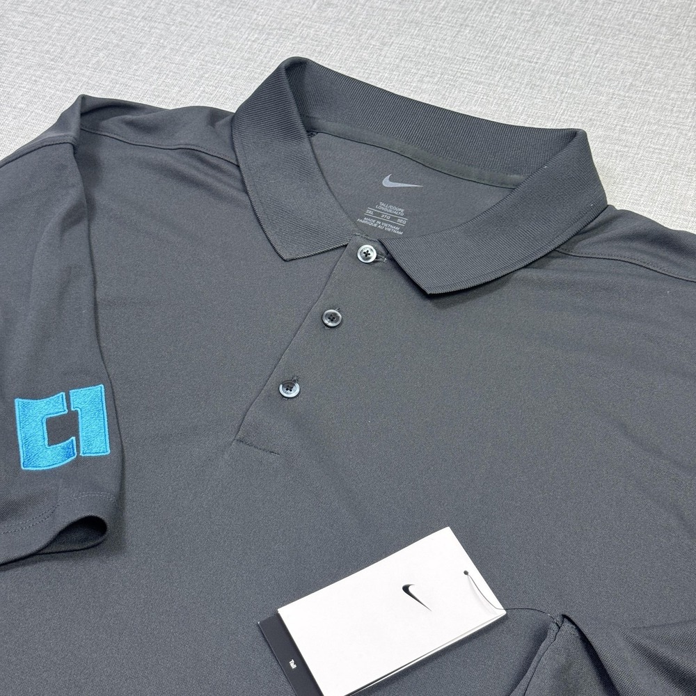 Nike Polo Shirt Mens 3XL Tall Gray Golf 100% Polyester Tagless Made In Vietnam